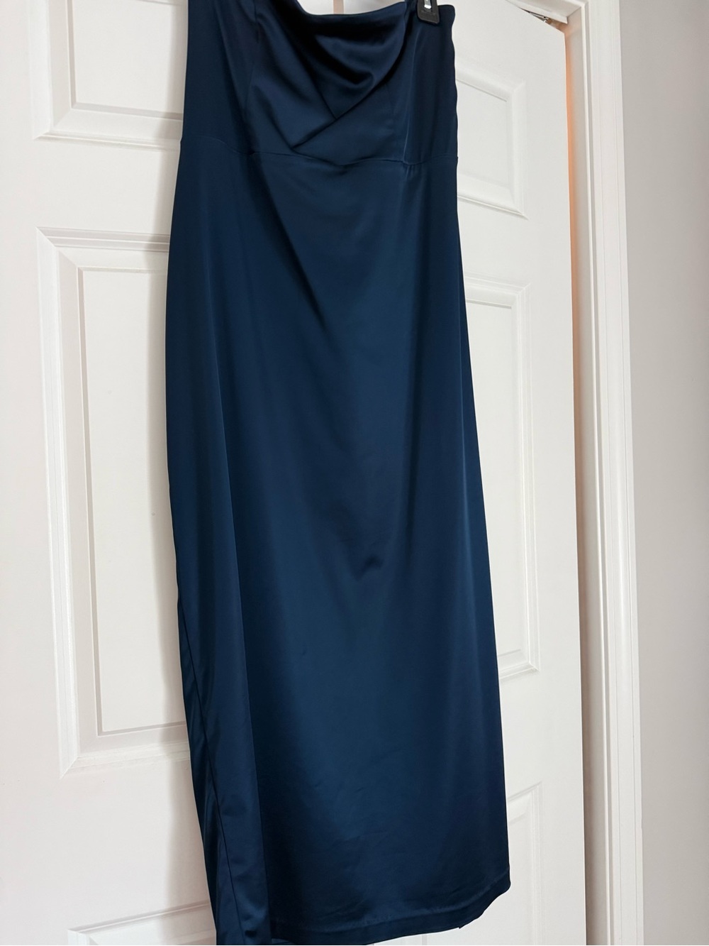 Abercrombie Women's Navy Strapless Satin Sculpt Maxi Dress